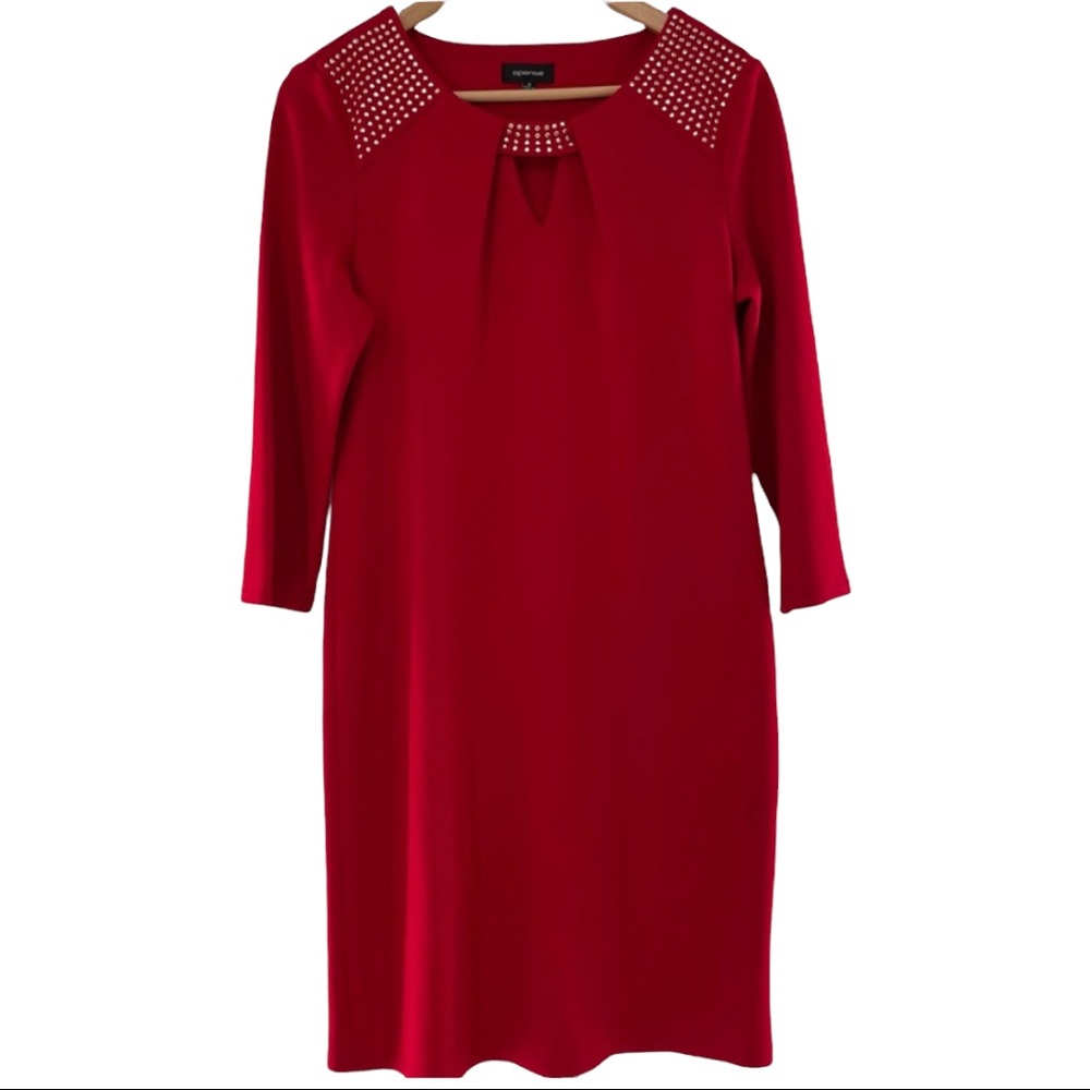 Spense red dress with collar embellishment. Size 10